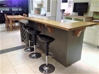 Island with a V-Groved breakfast bar.