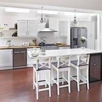White Shaker Kitchen with Bamboo Worktops