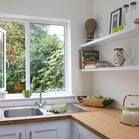 White Shaker Kitchen with Bamboo Worktops